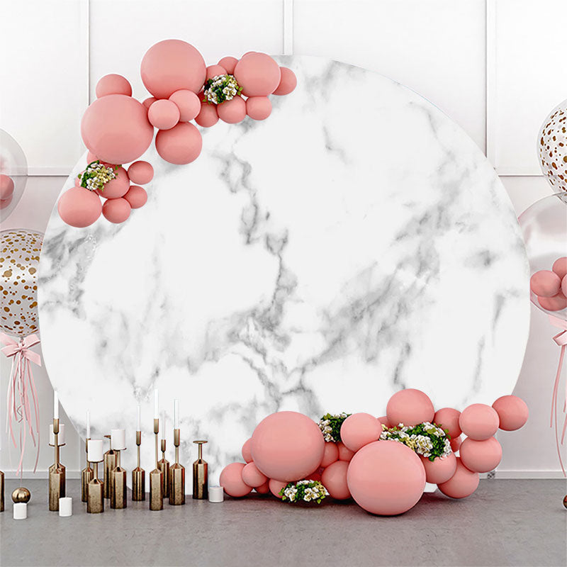 Lofaris Grey White Simple Marble Round Birthday Backdrop