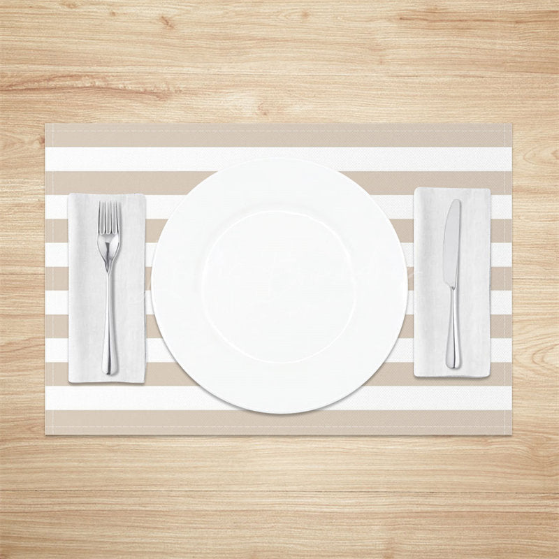 Lofaris Grey White Stripes Set Of 4 Placemats For Dining