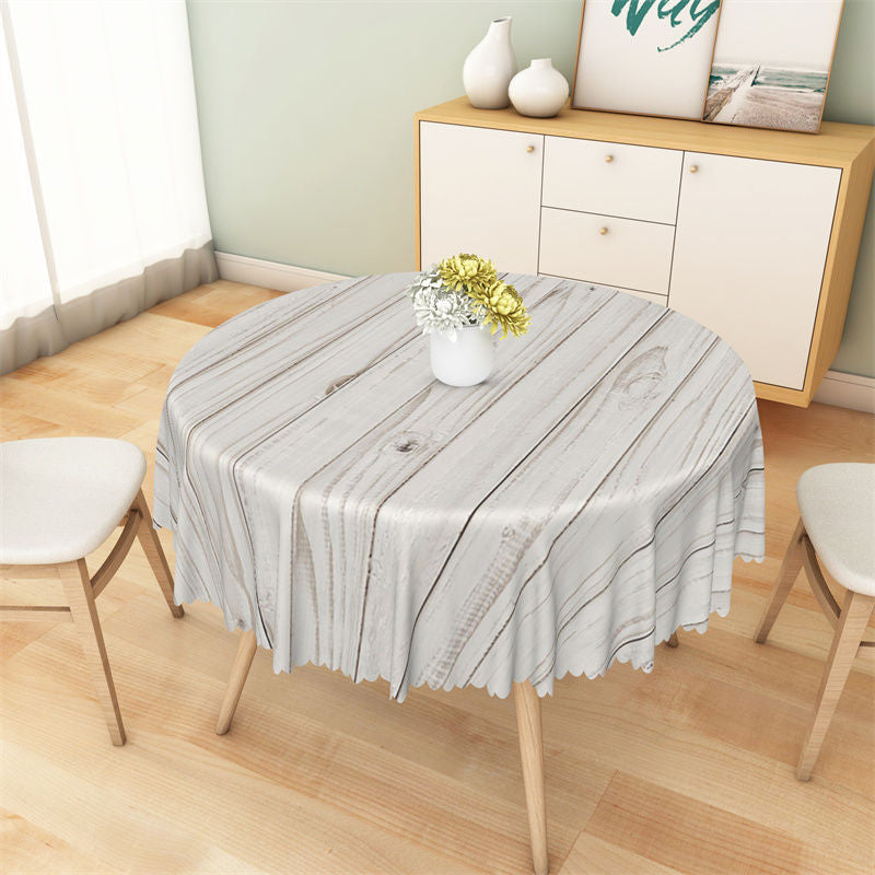 Lofaris Grey Wooden Patterns Simple Retro Round Tablecloth