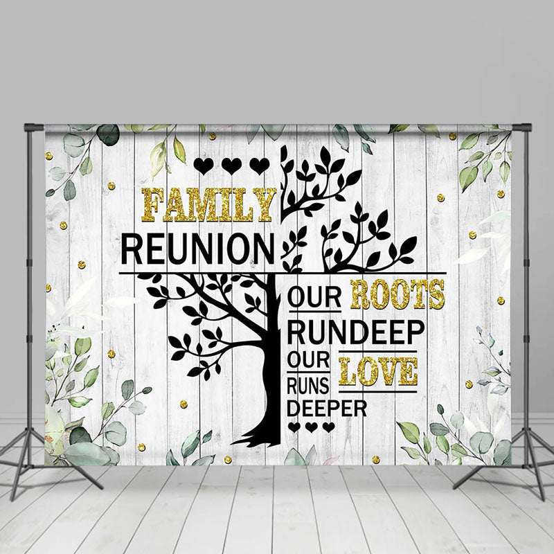 Lofaris Grey Wooden Plant Leaf Tree Family Reunion Backdrop