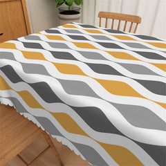 Lofaris Grey Yellow Geometric Lines Rectangle Tablecloth