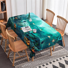 Lofaris Grim Graveyard Pumpkin Lantern Halloween Tablecloth