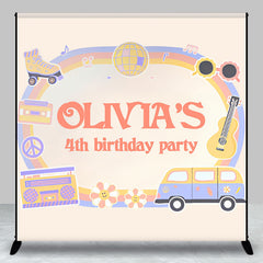 Lofaris Groovy Custom Name Birthday Party Backdrop For Kids