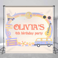 Lofaris Groovy Custom Name Birthday Party Backdrop For Kids