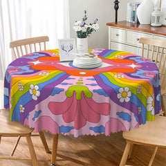 Lofaris Groovy Rainbow Eye Colorful Planet Circle Tablecloth