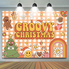 Lofaris Groovy Yellow Cute Cartoon Merry Christmas Backdrop