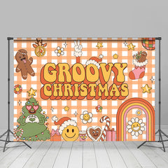 Lofaris Groovy Yellow Cute Cartoon Merry Christmas Backdrop