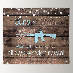 Lofaris Gun Or Glitter Wood Custom Gender Reveal Backdrop