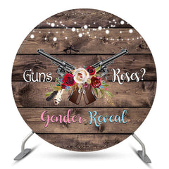 Lofaris Guns Or Roses Floral Wood Circle Gender Reveal Backdrop