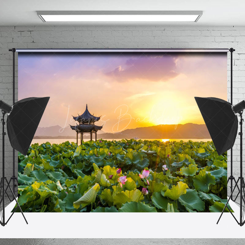 Lofaris Guting Lotus Lake Landscape Photography Backdrop