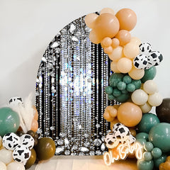 Lofaris Half Moon Black Silver Dance Party Arch Backdrop