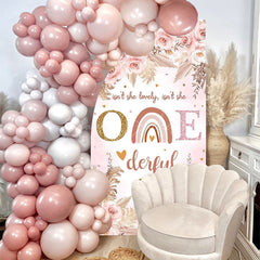 Lofaris Half Moon Rainbow Boho 1st Birthday Arch Backdrop