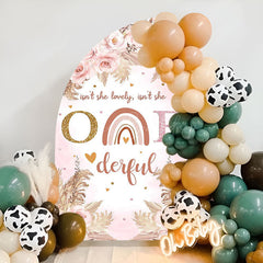 Lofaris Half Moon Rainbow Boho 1st Birthday Arch Backdrop