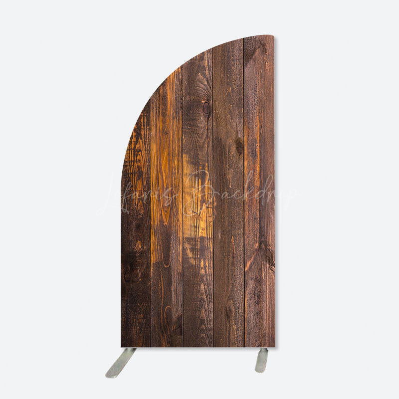 Lofaris Half Moon Vintage Wood Grain Party Arch Backdrop