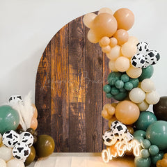 Lofaris Half Moon Vintage Wood Grain Party Arch Backdrop