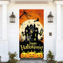 Lofaris Halloween Castle Witch Pumpkin Party Door Cover