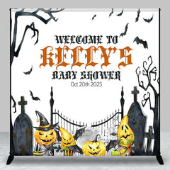 Lofaris Halloween Cemetery Custom Name Baby Shower Backdrop