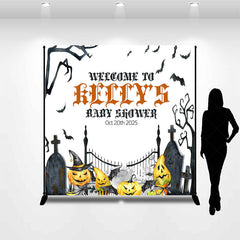 Lofaris Halloween Cemetery Custom Name Baby Shower Backdrop