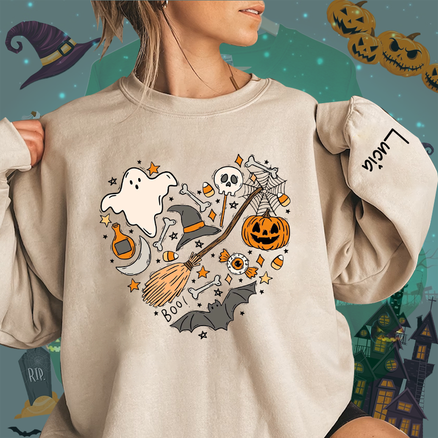 Lofaris Halloween Doodles Hearth Shirt Gift For Grandma Cute Sweatshirt