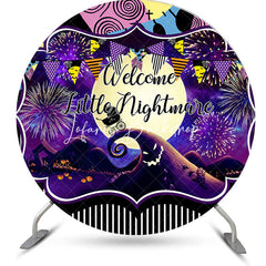 Lofaris Halloween Little Nightmare Round Baby Shower Backdrop