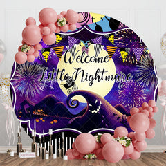 Lofaris Halloween Little Nightmare Round Baby Shower Backdrop