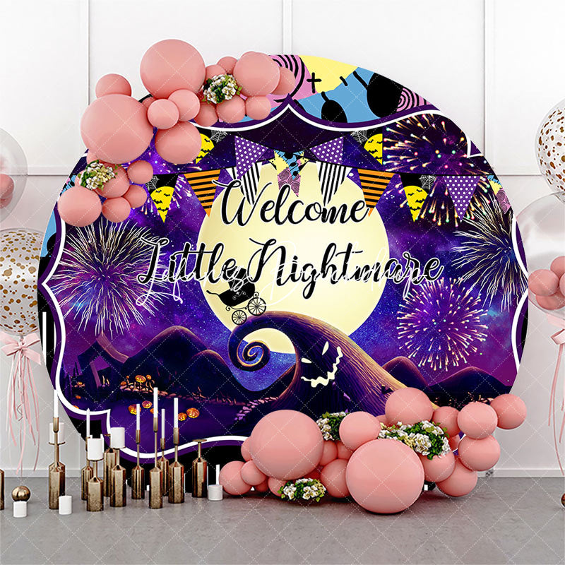 Lofaris Halloween Little Nightmare Round Baby Shower Backdrop