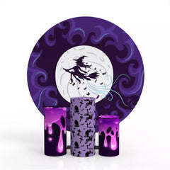 Lofaris Halloween Moon Purple Party Event Round Backdrop Kit