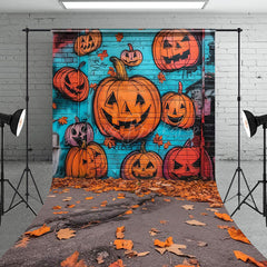 Lofaris Halloween Pumpkin Graffiti Street Autumn Backdrop