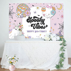 Lofaris Halloween Spooky Vibes Ghost Happy Boothday Backdrop