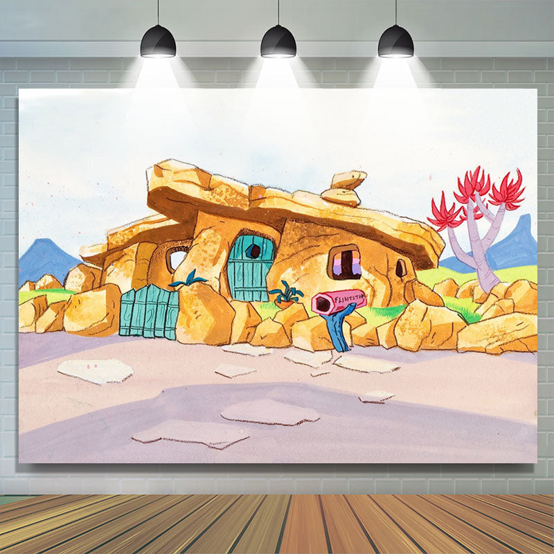 Lofaris Handdraw Style Pristine Stone House Backdrop For Party