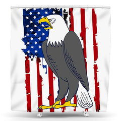 Lofaris Handpaint National Usa Flag Eagle Shower Curtain