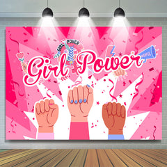 Lofaris Hands Up Flower Pink Backdrop For Girl Power Party