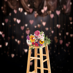 Lofaris Hanging Pink Hearts Black Valentines Day Backdrop