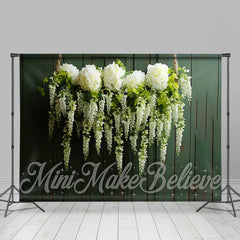 Lofaris Hanging White Flower Green Wood Wall Spring Backdrop