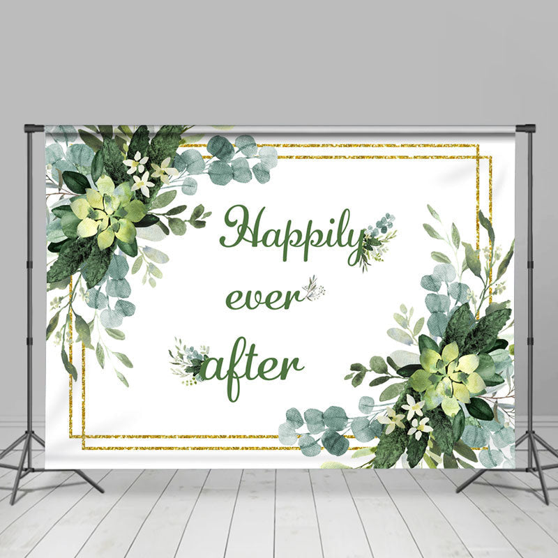 Lofaris Happily Ever After Green Floral Boho Wedding Backdrops