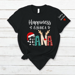 Lofaris Happiness Is Being Grandma Custom Christmas T-Shirt