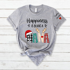 Lofaris Happiness Is Being Grandma Custom Christmas T-Shirt