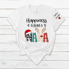 Lofaris Happiness Is Being Grandma Custom Christmas T-Shirt