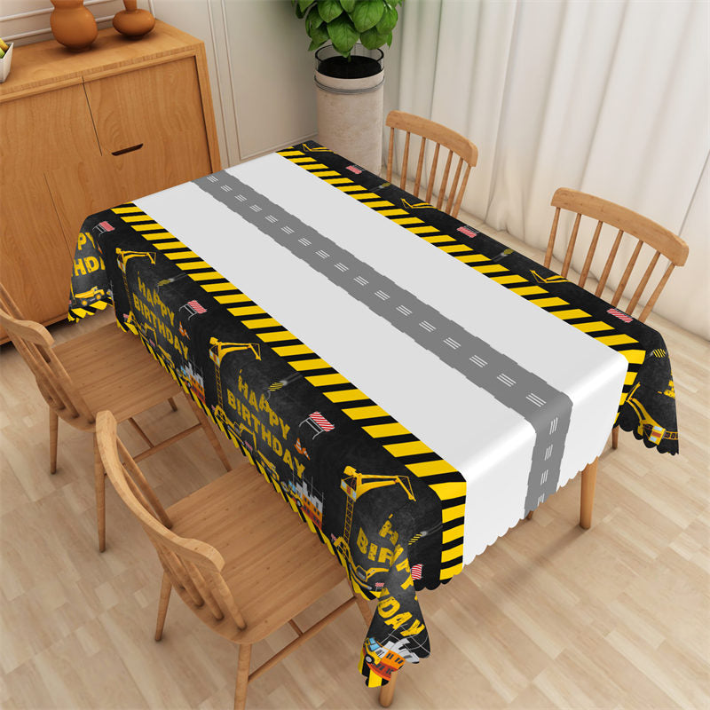 Lofaris Happy Birthday Black And White Rectangle Tablecloth