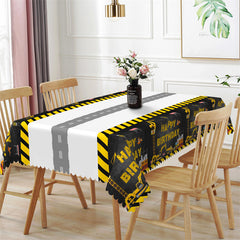 Lofaris Happy Birthday Black And White Rectangle Tablecloth