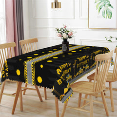 Lofaris Happy Birthday Black Yellow Patterns Tablecloth