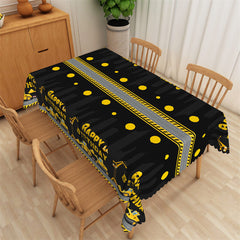 Lofaris Happy Birthday Black Yellow Patterns Tablecloth