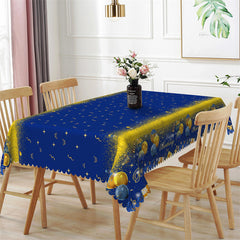 Lofaris Happy Birthday Blue Bokeh Starry Balloons Tablecloth