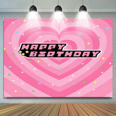 Lofaris Happy Birthday Stars Pink Heart Backdrop For Girl