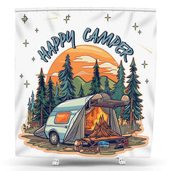 Lofaris Happy Camper Forest Sunset Shower Curtain For Bathroom