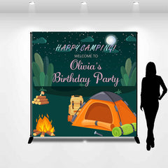 Lofaris Happy Camping Custom Name Wild Birthday Backdrop