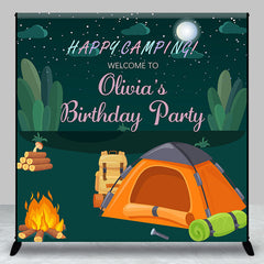 Lofaris Happy Camping Custom Name Wild Birthday Backdrop