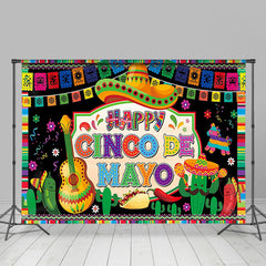 Lofaris Happy Cinco De Mayo Mexican Fiesta Colorful Backdrop