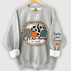 Lofaris Happy Fall Leopard Pumpkins Custom Name Sweatshirt