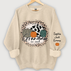 Lofaris Happy Fall Leopard Pumpkins Custom Name Sweatshirt